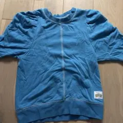 パフスリーブ 青 コットン Tシャツ