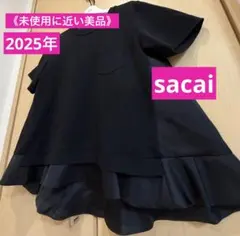 《未使用に近い美品》★sacai サカイ★ナイロン ドッキング カットソー 黒