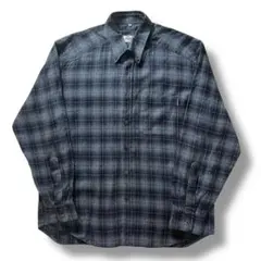 フランス オンブレチェックシャツ ユーロ ヴィンテージ 90s 古着 ブルー 青