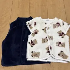 【ベビーベスト】クマ柄フリース80センチ
