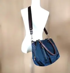 ラシット ショルダーバッグ　 ネイビー 2 WAY バッグ　ストラップ付き
