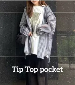tip top pocket シアーチェック フード付き長袖シャツ Fサイズのサムネイル
