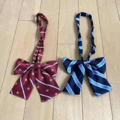 リボン2個セット 赤と青のストライプ