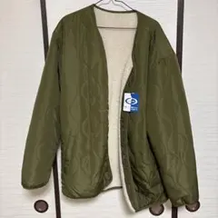 オリーブ色 キルティングジャケット 2way