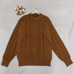 【Bulldon】ウールニット クルーネック アラン模様 ケーブル編み 日本製