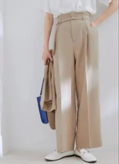 VIS【接触冷感・洗える】美easy Dカンベルト付きワイドパンツ