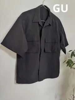 美品 GUナイロンオーバーサイズシャツ5分袖黒のサムネイル