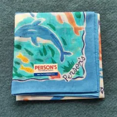 №05★新品★『PERSON'S』青が基調　クジラやイルカ柄の300円ハンカチのサムネイル