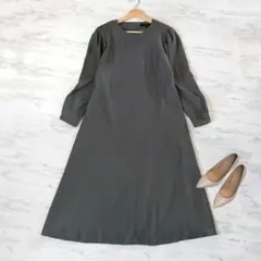 アンタイトル 長袖ワンピース ロング Aライン チャコールグレー サイズ1