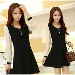 レディース 袖ふんわり で かわいい 大人な シフォンスリーブ バイカラー