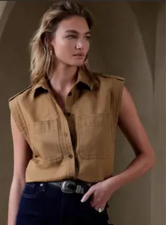 BANANA REPUBLIC ノースリーブシャツS ブラウンのサムネイル