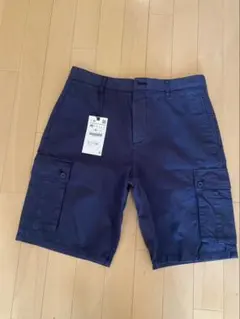 ZARA ネイビー カーゴショートパンツ 40 L
