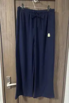 シマエナガ　ワッフルパンツ　ネイビー　ワイドパンツ