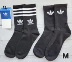 新品 アディダス オリジナルス 25-27cm M ブラック ソックス 2足
