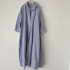 アズノウアズ スキッパーシャツワンピース 裏地無 ポケット有 ロング丈 女性 F
