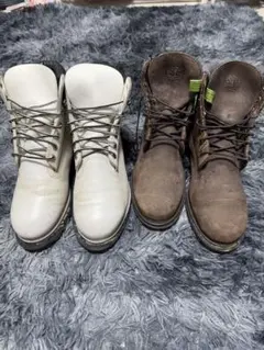 Timberland ホワイト ブラウン 2足 ソール剥がれあり