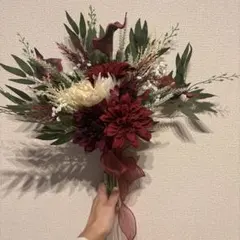 ウェディングブーケ 赤と白の花