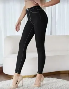 SHEIN スキニー ブラック 黒 XS パンツ ストレッチ カジュアルスリム