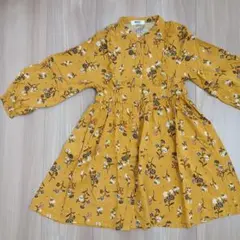 【BREEZE】美品 花柄マスタード色ワンピース 110cm