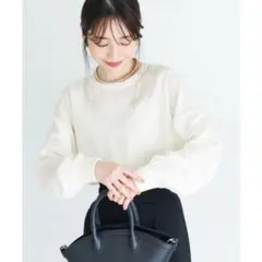 coca サテン ボリュームスリーブブラウス