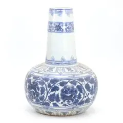 中國 青花 花卉長頸瓶 AT675