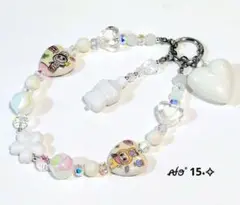 【No.15】ビーズストラップ　チャーム　キーホルダー　オリジナルハンドメイド