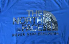 ザノースフェイス 半袖Tシャツ XL ブルー ロゴプリント NT31501