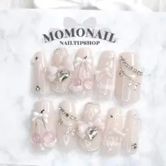 431 現品ネイルチップ フレンチガーリー ワンホン 量産型 さくらんぼ ピンク