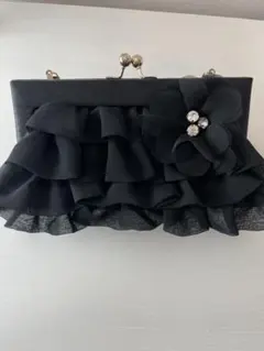 フリル付きブラックパーティーバッグ