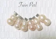 うさぎ入り 希少 大きめツインパール バチカン付き ペンダントトップ 6ピース