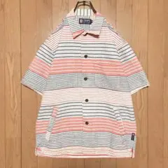 チャップス ストライプ 半袖シャツ Ralph Lauren ヘビーコットン M