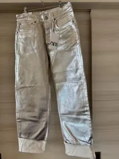 ZARA シルバーデニムパンツ