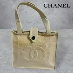 CHANEL ロゴボタン ハンドバッグ ナイロン ベージュのサムネイル
