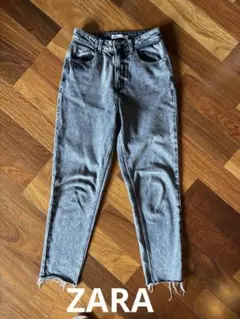 ZARA デニム パンツ EU 36 ダメージ ジーンストレート ブラック
