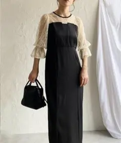 She's closet ハイウエストシアーレースタイトドッキングワンピース