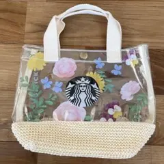 スターバックス　スタバ　TEAVANA　ティバーナ　クリア　花柄　トートバッグのサムネイル