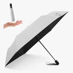 超軽量208g 日傘 折りたたみ UVカット ワンタッチ ライトグレー 晴雨兼用