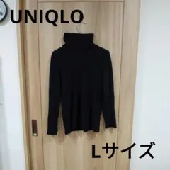 ユニクロ フリースタートルネックT(長袖) 黒 Lサイズ WOMAN