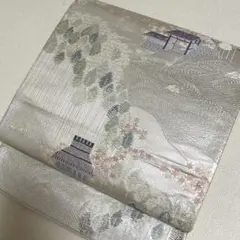 開き仕立て 六通柄 袋帯 白 ホワイト シルバー ゴールド - メルカリ