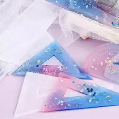 【大人気✨】シリコンモールド 定規 分度器 三角定規4点セット 文房具 15cm