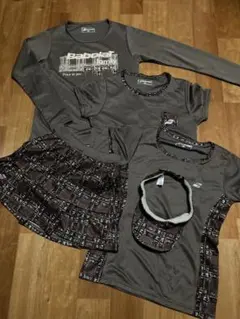 *バボラ* 長袖T＆半袖T2枚＆スコート＆バイザー5点セット M ブラウン