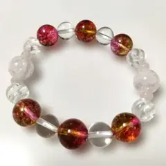 ウォーターメロンクォーツ 水晶 クラック水晶 天然石 ブレスレット