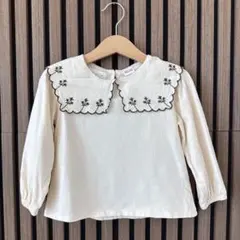 ZARA / 刺繍入り オフホワイト アイボリーシャツ 2Y 92㎝