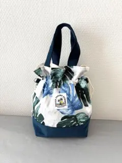 #12-h9 コーデュロイ×ハワイアン柄　あったかハワイアン巾着バッグ