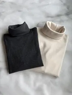 ユニクロ U ブラッシュドジャージータートルネック長袖スウェット2色セット M