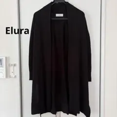 エルーラミディアムロングカーディガン 薄手ニットＳサイズブラック