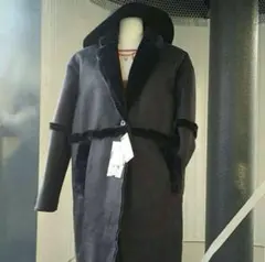 ★MURUAフェイクムートンコートブラックS〜M★エコムートンコートロング