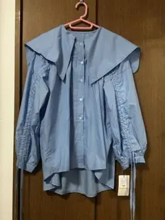 新品　ミームセレクト　ビッグカラー　ブラウス　青　水色