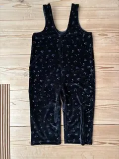 90cm 黒花柄サロペット