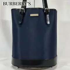 【極美品】バーバリーズ ブルーレーベル バケツ型 トートバッグ ノバチェック 紺